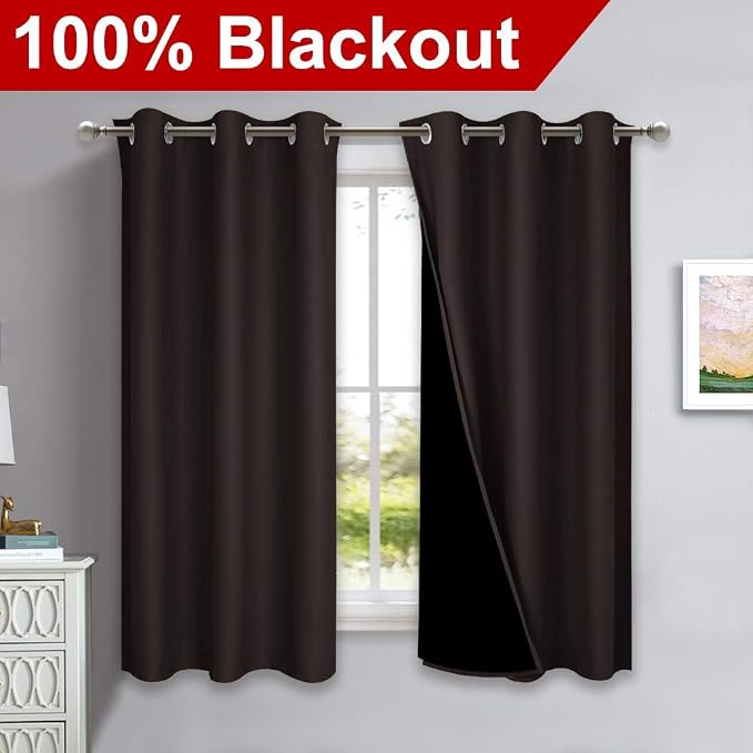 NICETOWN 100% Blackout Curtains 45 inches Long, 1 Pair, 42 inches Width Each - Image 2