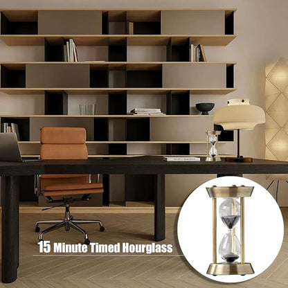 Hourglass Timer, 15 Minutes Hourglass Timer, Embossed White Sand Metal Glass - Image 7