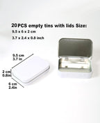 Small Metal Box With Lid-Cookie Tins Metal Tins With Lids Lens Wipes Storage Container Mini Portable Box,Empty Hinged Tin,For Organize Mint Candy Jar,Sewing (White, 20 Pcs 3.7" x 2.4" x 0.8")