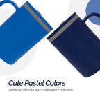 Copco Iconic 16oz Double Wall Insulated Desk Mug with Lid and Handle, Set of 2, BPA-Free Reusable Plastic, Spill-Proof, Microwave & Dishwasher Safe, Wide Mouth, Cup Holder Friendly (Navy/Blue)