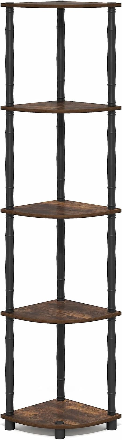 Furinno Turn-N-Tube Storage Shelves, 5-Tier Corner Book Shelf, Standing Corner - Image 6
