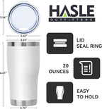 HASLE OUTFITTERS 20 oz Tumbler Bulk, Stainless Steel Tumblers with Lid, Vacuum Insulated Tumbler, Double Wall Powder Coated Cup, coffee mugs, White, 1 Pack