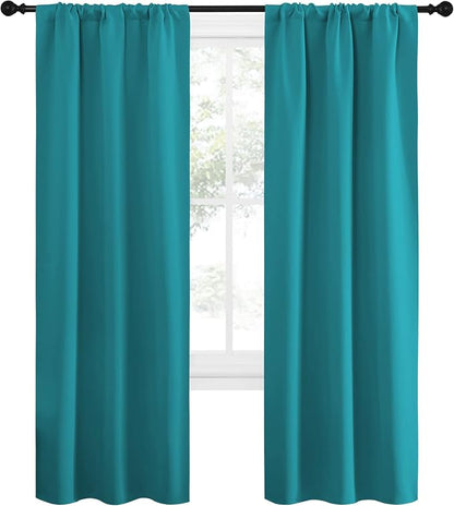 NICETOWN Peacock Blue Blackout Curtains Panels - Image 2