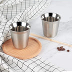RECAPS 80ml Stainless Steel Espresso Cups Set - 2 Pack Double Wall 304 Stainless Steel Demitasse Cups 2.7oz (Small Cup)