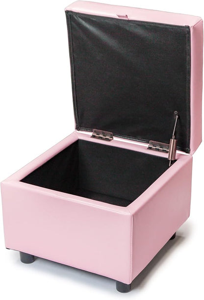 H&B Luxuries Tufted Leather Square Flip Top Storage Ottoman Cube Foot Rest - Image 5