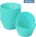 uxcell 36Pcs Silicone Cupcake Liners, Non-Stick Baking Cups, for Cooking Eggs, Baking Muffins and Make a Cake(Mint Green)