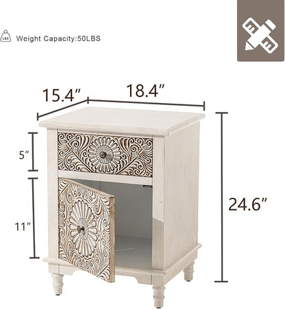 HOMPUS Night Stand Set 2, Vintage Nightstand - Image 3