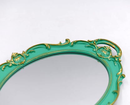YCHMIR Vintage Mirror Small Wall Mirror 14.5 x 10 inches Oval Green - Image 5