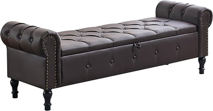 Storage Bench for Bedroom, Faux Leather King Size Bench - Image 9