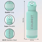 Coldest Insulated Water Bottle with Straw Lid - Stainless Steel Metal Insulated Bottle for Men & Women (Oceanic Green, 32 oz)