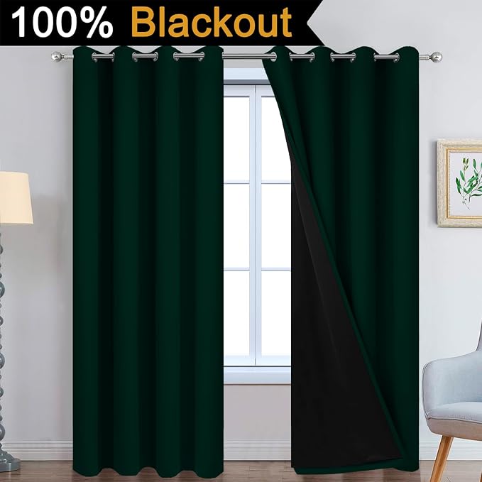 Yakamok Pine Tree Green 100% Blackout Curtains 84 Inches Long 52" Wide | - Image 3