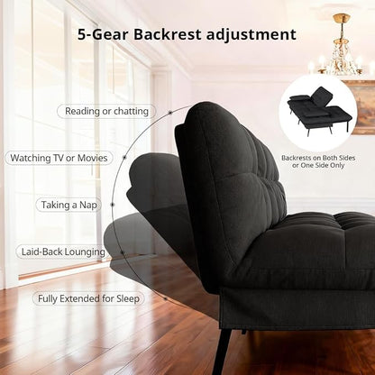 COMHOMA Convertible Futon Sofa Bed, 72″Fabric Futons Couch - Image 7
