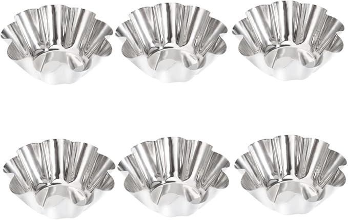 Mikinona 12pcs Non- Stick Tart Pans Tart Mould Egg Tart Molds Stainless Steel Tart Baking Mold Oven Pans Nonstick Bakeware Cupcake Wrapper Egg Tart Baking Cups Tart Tin Mini Non Stick Pan