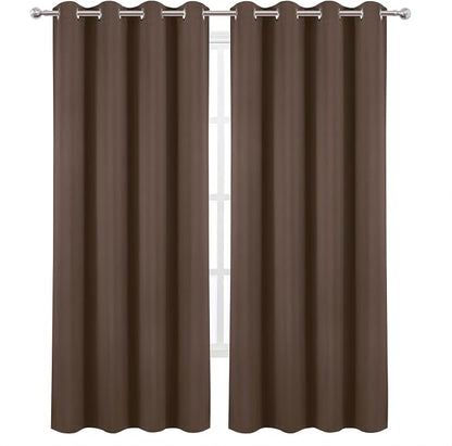 Blackout Curtains 52 x 90 Inch Long Chocolate Curtains Set of 2 Panels Room - Image 2