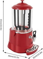 10L Commercial Hot Chocolate Machine Maker,110V Hot Chocolate Melting Machine,Temperature Adjustable Hot Beverage Warmer Dispenser for Chocolate Coffee Milktea (Red)