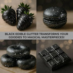 Bulk 20g Black Edible Glitter for Drinks | Premium Edible Glitter for Cakes, Cocktails, Black Cake Decorating Decorations Food Grade, Vegan, Kosher, Halal, Gluten Free - Made in USA