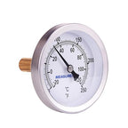 MEASUREMAN Hot Water Bi-Metal Thermometer, 2-1/2" Dial, 1-3/4" Lead-Free Brass Stem, Range 0-250 deg F/-20-120 deg C, 2% Accuracy, Adjustable, 1/2" NPT Back Mount