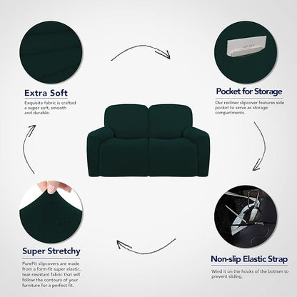 PureFit Super Stretch Loveseat Recliner Sofa Couch Cover - Image 3