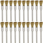 20PCS Brass Wire Brushes - Metal Rust Removal, Cleaning, and Polishing - 5mm Diameter, 1/8″ (3mm) Shaft - Removes Burrs, Dust, and Oxide Layer - Handles Rough Surfaces - Rotary Tool Accessories