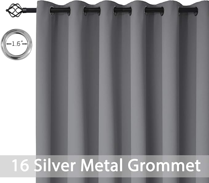 Yakamok Grey Room Darkening Curtains 84 inch Gray Sliding Door Drapes | 1 - Image 4