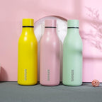 BJPKPK Insulated Water Bottles, 18 oz Stainless Steel Metal Water Bottle with Strap, BPA Free Leak Proof Thermos, Mugs, Flasks, Reusable Water Bottle for Sports & Travel, Yellow