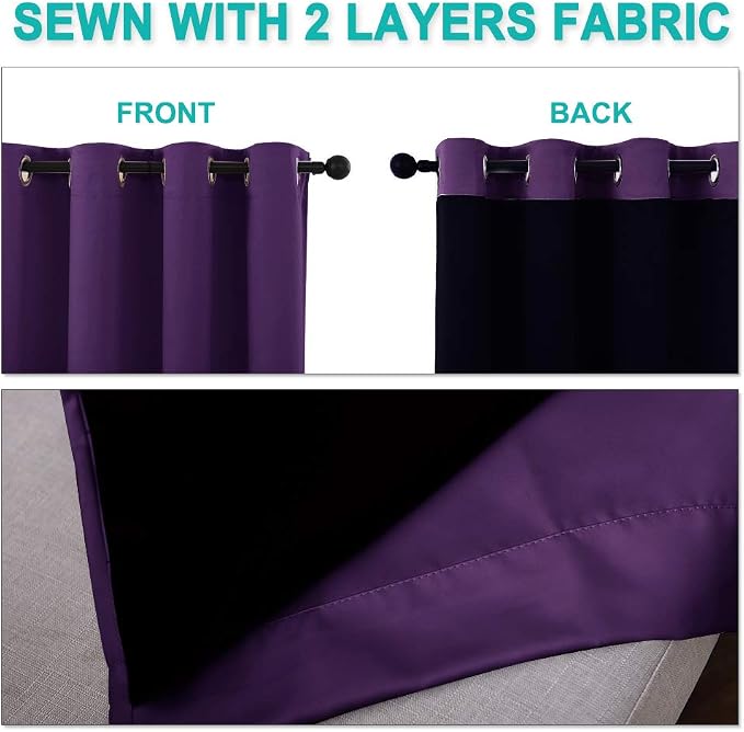 NICETOWN Full Shading Curtains 90 inches Long 2 Panels Set - Image 5
