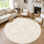 Round Area Rug Living Room: 8ft Neutral Washable Carpet Rug Beige | Vintage by Luxturiy