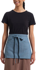 MEEMA Waist Aprons For Women With Pockets | Stylish Server Kitchen Apron Short, 23x13 Inches | Breathable Chef Apron for Cooking | Washable Cooking Aprons