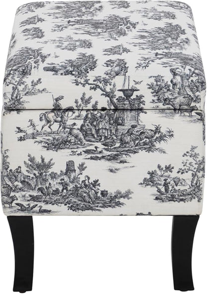 Linon Stephanie Black and White Toile Fully Upholstered Bench - Image 11