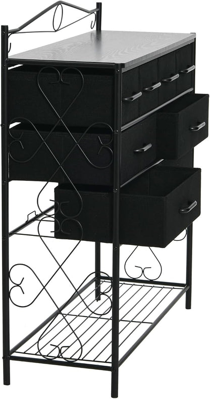 Household Essentials Black Oak & Iron Apothecary 8-Drawer Sideboard - Image 5