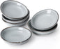 famiware Ocean Soy Sauce Dishes of 6, Oval Dipping Sauce Cups/Bowls/Dishes for Kitchen, 2.1oz Ceramic Small Bowls for Side Dish, Appetizers, Snacks, and Sushi, Reactive Glaze, Dishwasher Safe, Grey
