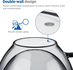 ecooe Black Double Walled Glass Coffee Mug 12 oz Latte Cappuccino Cups Set of 2 Coffee Cups with Handle, Heat Resistant Double Wall Glass Cup for Tea Milk Juice Ice Cream, Birthday Gifts for Mum Dad