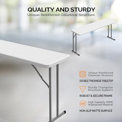 VINGLI 5 FT Narrow Folding Table, Home Work - Image 4