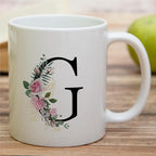 Retreez Initial A-Z Floral Botanical Bouquet Alphabet Monogrammed Monogram Mug 11 Oz Ceramic Tea Coffee Mugs - Appreciation Thank You Wedding Birthday Gifts for her friend coworker sister - G Initial