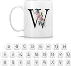 Retreez Initial A-Z Floral Botanical Bouquet Alphabet Monogrammed Monogram Mug 11 Oz Ceramic Tea Coffee Mugs - Appreciation Thank You Wedding Birthday Gifts for her friend coworker sister - W Initial