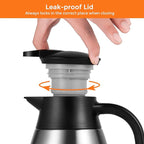 Tiken 68 Oz Thermal Coffee Carafe, Stainless Steel Insulated Vacuum Coffee Carafes For Keeping Hot, 2 Liter Beverage Dispenser (Silver)