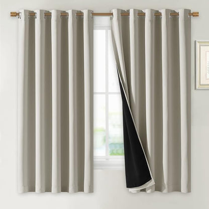 NICETOWN Natural 100% Blackout Lined Curtains, 2 Thick Layers Completely by NICETOWN