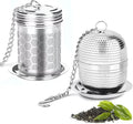 Tea Strainer Tea Infuser for Loose Tea, Tea Steeper 304 Stainless Steel Tea Mesh Strainer with Lid and Drip Tray, 2 Pack Tea Diffuser with Chain Hook, Tea Ball to Brewing Steeping Loose Leaf