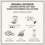 Bacha Coffee | Rwanda Superior Single Origin Signature Nomad Collection, Medium Dark Roast, 100% Arabica Specialty Coffee, Ground Beans, 250g