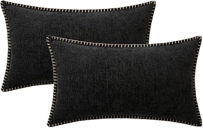 MIULEE Decorative Lumbar Throw Pillow Covers 12x20 Inch Black 2 Pack | - Image 6