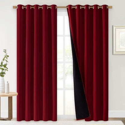 NICETOWN 100% Blackout Window Curtain Panels, Burgundy Red, Cold and Full Light - Image 2
