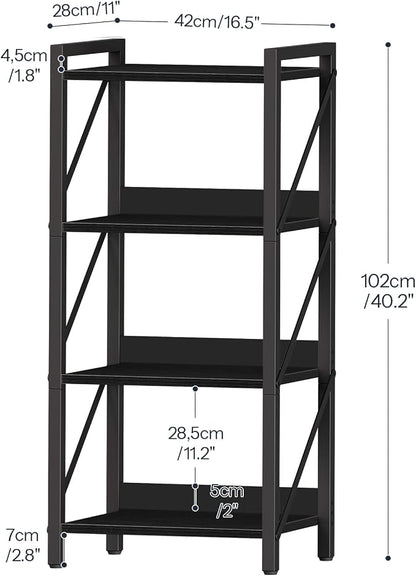 HOOBRO Bookshelf, 4-Tier Industrial Bookcase, Book Shelf Storage Organizer - Image 3
