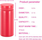 Mini Thermos Cute Water Bottle - 7 oz Tiny Insulated Vacuum 18/10 Stainless Steel Small Flask - Leak Proof & Spill Proof & Keeps Cold and Hot for Drink, Coffee, Tea-6PC