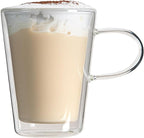 Restaurantware-Forma Professional 5.1 oz Double Wall Glass Mugs, 2 Insulated Coffee Mugs With Handle - Dishwashable, Reusable, Clear Glass Beverage Cups, Freezable, For Hot Or Cold Beverages