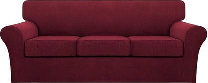 Turquoize 4 Piece Sofa Covers for 3 Cushion Couch Sofa Slipcover Soft Couch by Turquoize