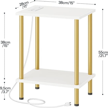 HOOBRO Side Table with Charging Station, End Table with USB Port and Outlet - Image 3