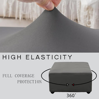 Super Stretch Ottoman Cover- Soft Form Fit Ottoman Cover Rectangular Ottoman - Image 5