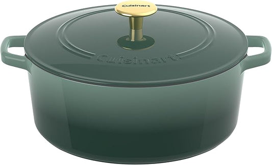 Cuisinart Chef's Classic Enameled Cast Iron Round Covered Casserole (Seafoam Green, 7- Quart)