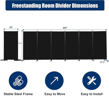 Room Divider 6FT Portable Room Dividers and Folding Privacy Screens, 6 Panel - Image 6