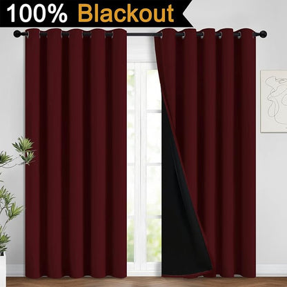 Yakamok Burgundy Red Blackout Curtains 96 Inches Long - Image 2